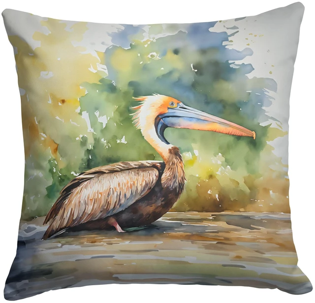 Main image of Pelican Throw Pillow Machine Washable, Indoor Outdoor Decorative Pillow for Couch, Bed or Patio, 18Hx18W