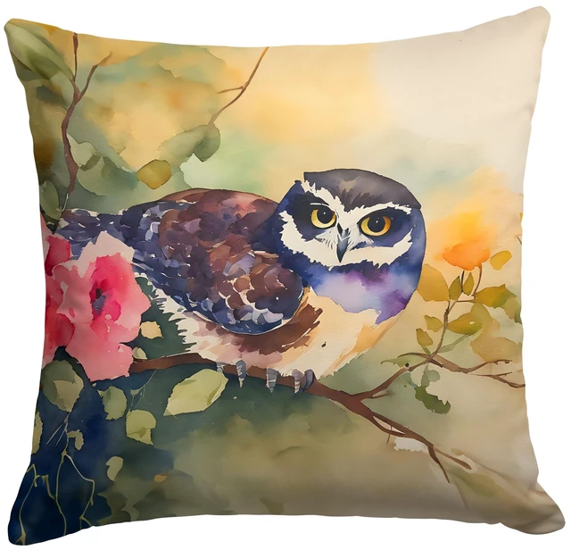 Main image of Spectacled Owl Throw Pillow Machine Washable, Indoor Outdoor Decorative Pillow for Couch, Bed or Patio, 18Hx18W