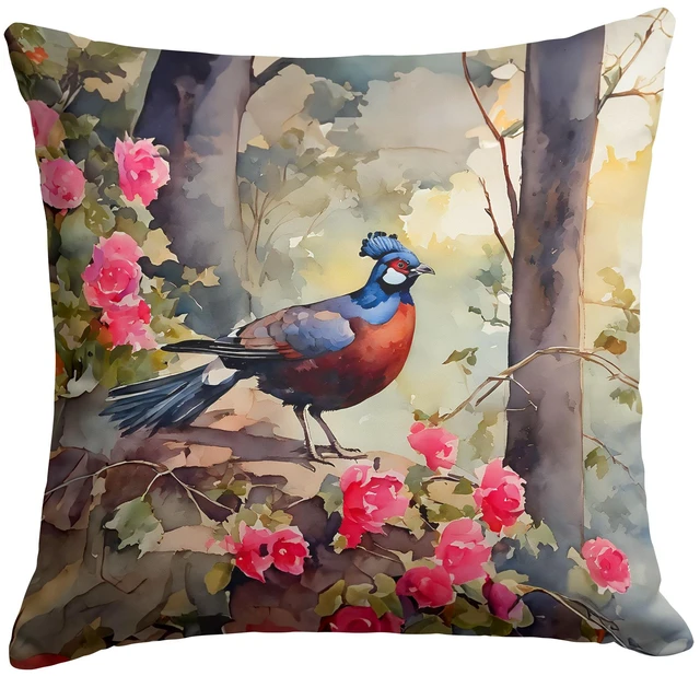Main image of Pheasant Throw Pillow Machine Washable, Indoor Outdoor Decorative Pillow for Couch, Bed or Patio, 18Hx18W