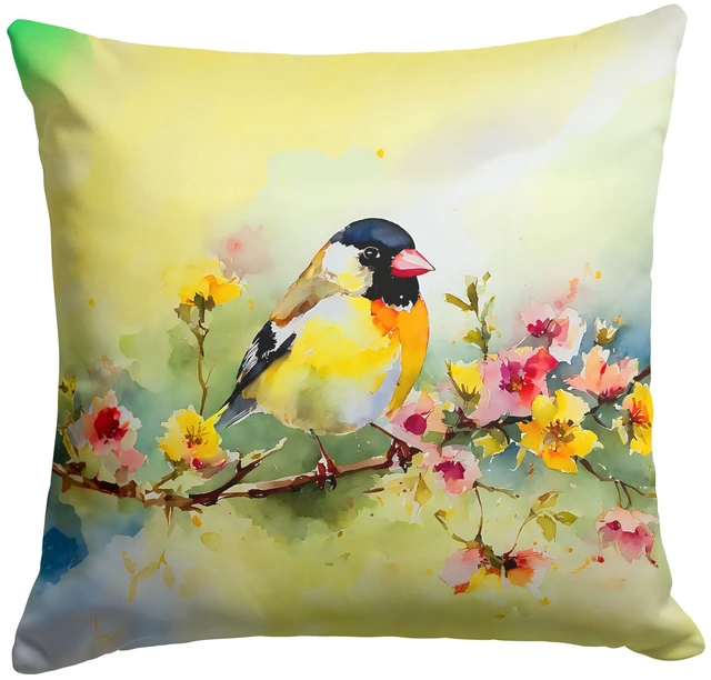 Main image of Goldfinch Throw Pillow Machine Washable, Indoor Outdoor Decorative Pillow for Couch, Bed or Patio, 18Hx18W