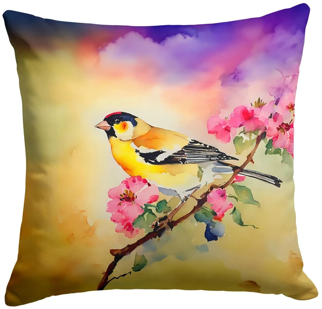 Main image of Goldfinch Throw Pillow Machine Washable, Indoor Outdoor Decorative Pillow for Couch, Bed or Patio, 18Hx18W