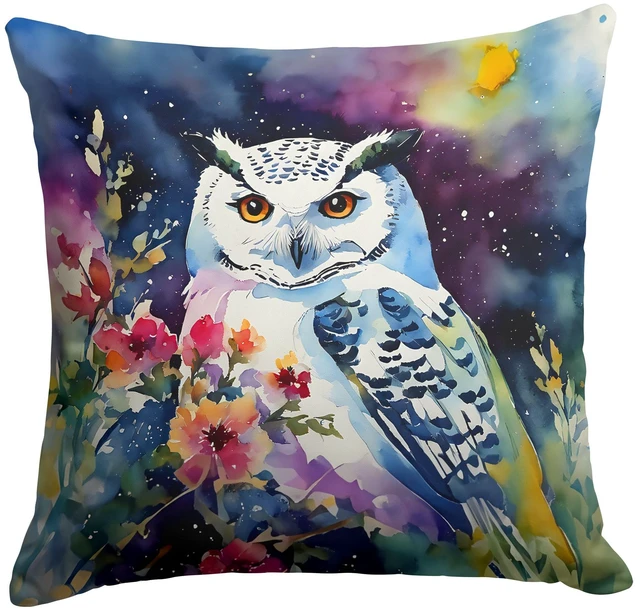 Main image of Snowy Owl Throw Pillow Machine Washable, Indoor Outdoor Decorative Pillow for Couch, Bed or Patio, 18Hx18W