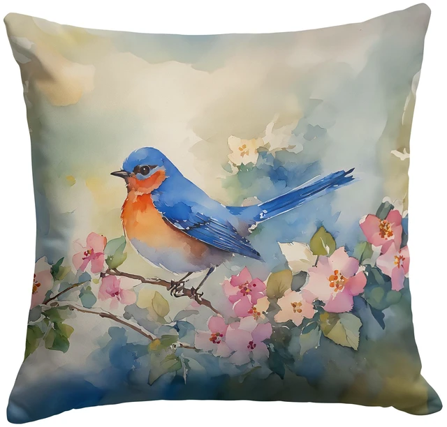 Main image of Bluebird Throw Pillow Machine Washable, Indoor Outdoor Decorative Pillow for Couch, Bed or Patio, 18Hx18W