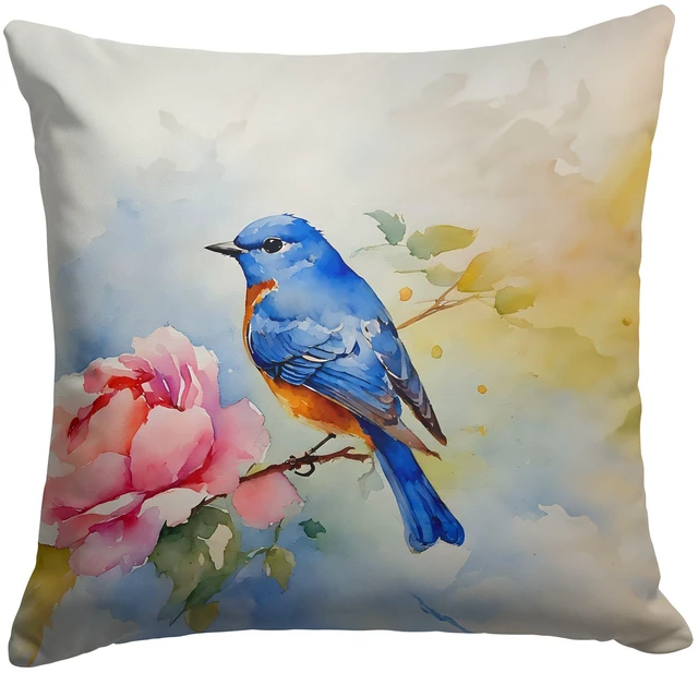 Main image of Bluebird Throw Pillow Machine Washable, Indoor Outdoor Decorative Pillow for Couch, Bed or Patio, 18Hx18W