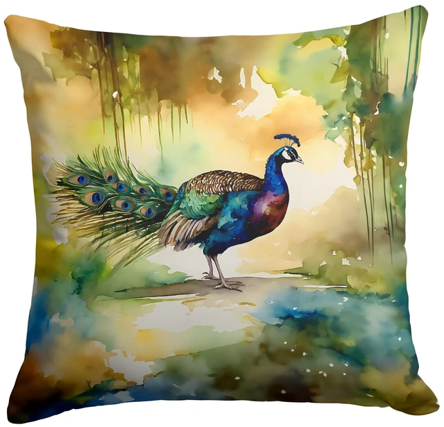 Main image of Peacock Throw Pillow Machine Washable, Indoor Outdoor Decorative Pillow for Couch, Bed or Patio, 18Hx18W