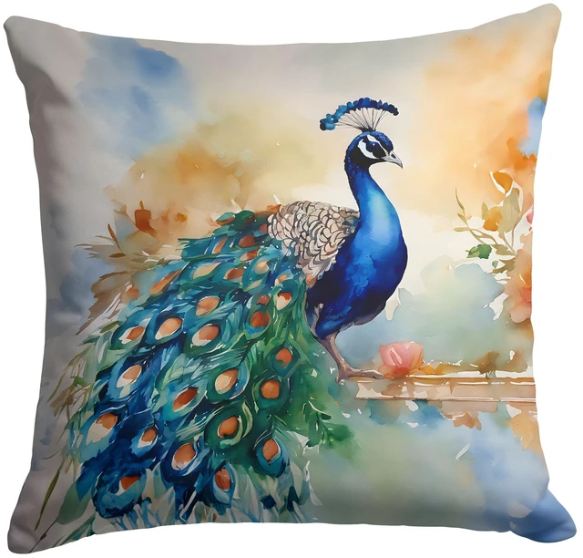 Main image of Peacock Throw Pillow Machine Washable, Indoor Outdoor Decorative Pillow for Couch, Bed or Patio, 18Hx18W