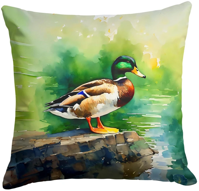 Main image of Mallard Throw Pillow Machine Washable, Indoor Outdoor Decorative Pillow for Couch, Bed or Patio, 18Hx18W