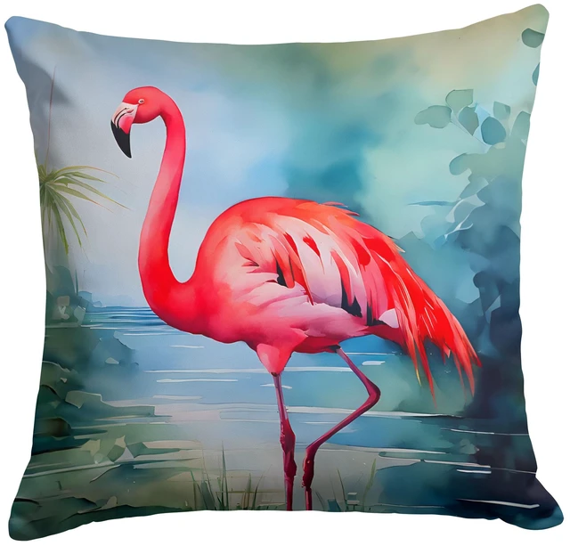 Main image of Flamingo Throw Pillow Machine Washable, Indoor Outdoor Decorative Pillow for Couch, Bed or Patio, 18Hx18W