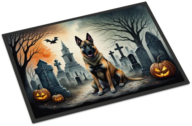 Main image of NEW Belgian Malinois Spooky Halloween Doormat Front Door Mat Indoor Outdoor Rugs for Entryway, Non Slip Washable Low Pile, 18H X 27W