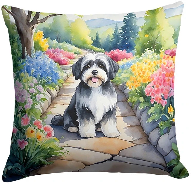 Main image of Havanese Spring Path Throw Pillow Machine Washable, Indoor Outdoor Decorative Pillow for Couch, Bed or Patio, 18Hx18W