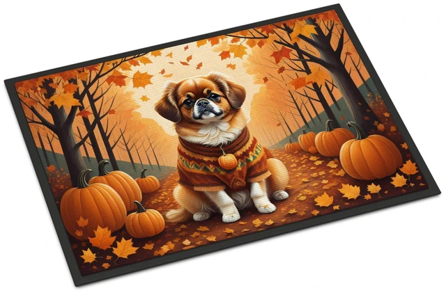 Main image of NEW Tibetan Spaniel Fall Doormat Front Door Mat Indoor Outdoor Rugs for Entryway, Non Slip Washable Low Pile, 18H X 27W