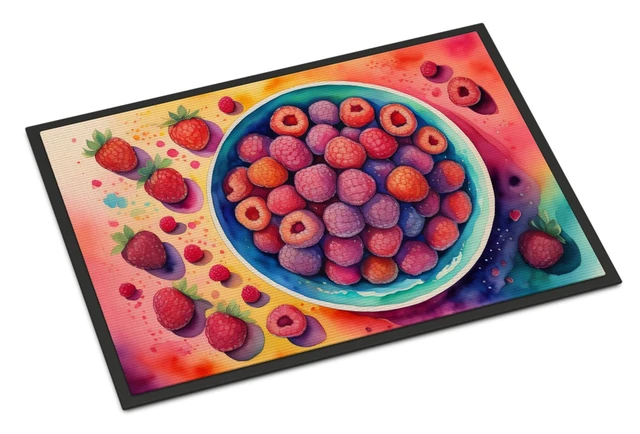 Main image of NEW Colorful Raspberries Doormat Front Door Mat Indoor Outdoor Rugs for Entryway, Non Slip Washable Low Pile, 18H X 27W