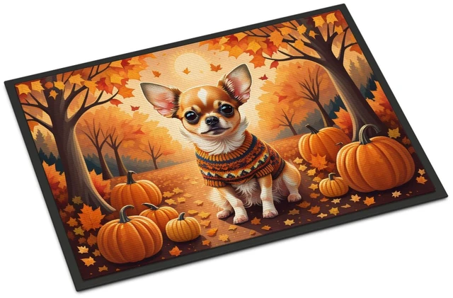Main image of NEW Chihuahua Fall Doormat Front Door Mat Indoor Outdoor Rugs for Entryway, Non Slip Washable Low Pile, 18H X 27W