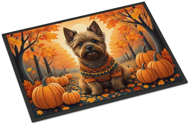 Main image of NEW Cairn Terrier Fall Doormat Front Door Mat Indoor Outdoor Rugs for Entryway, Non Slip Washable Low Pile, 18H X 27W