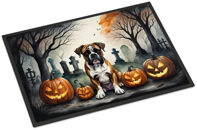 Main image of NEW Boxer Spooky Halloween Doormat Front Door Mat Indoor Outdoor Rugs for Entryway, Non Slip Washable Low Pile, 18H X 27W