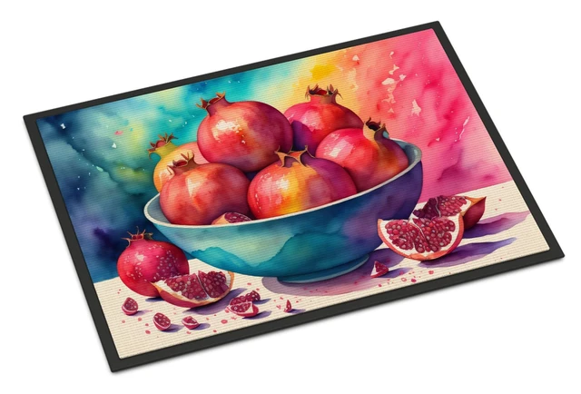 Main image of NEW Colorful Pomegranates Doormat Front Door Mat Indoor Outdoor Rugs for Entryway, Non Slip Washable Low Pile, 18H X 27W