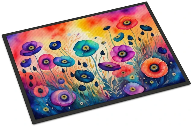 Main image of NEW Anemones in Color Doormat Front Door Mat Indoor Outdoor Rugs for Entryway, Non Slip Washable Low Pile, 18H X 27W