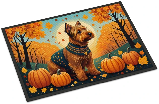Main image of NEW Welsh Terrier Fall Doormat Front Door Mat Indoor Outdoor Rugs for Entryway, Non Slip Washable Low Pile, 18H X 27W