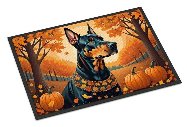 Main image of NEW Doberman Pinscher Fall Doormat Front Door Mat Indoor Outdoor Rugs for Entryway, Non Slip Washable Low Pile, 18H X 27W