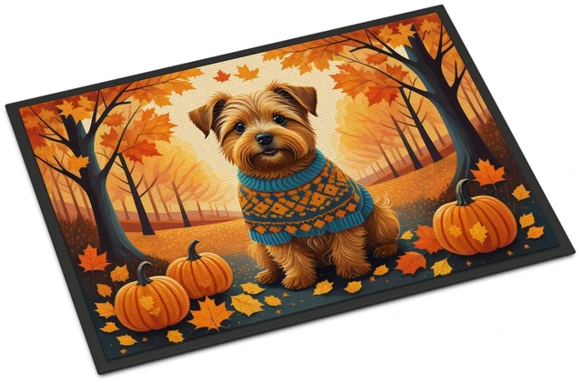 Main image of NEW Norfolk Terrier Fall Doormat Front Door Mat Indoor Outdoor Rugs for Entryway, Non Slip Washable Low Pile, 18H X 27W