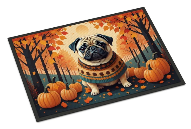Main image of NEW Fawn Pug Fall Doormat Front Door Mat Indoor Outdoor Rugs for Entryway, Non Slip Washable Low Pile, 18H X 27W