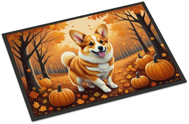 Main image of NEW Corgi Fall Doormat Front Door Mat Indoor Outdoor Rugs for Entryway, Non Slip Washable Low Pile, 18H X 27W