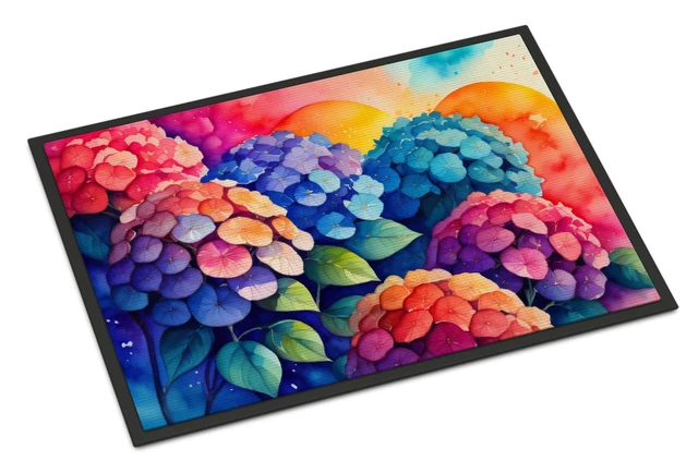 Main image of NEW Hydrangeas in Color Doormat Front Door Mat Indoor Outdoor Rugs for Entryway, Non Slip Washable Low Pile, 18H X 27W