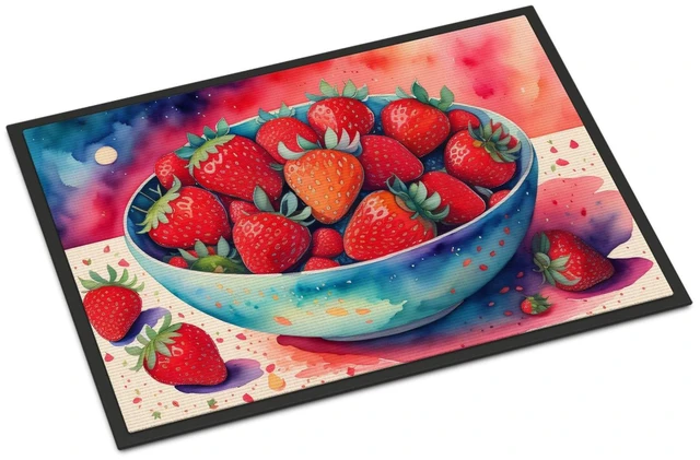 Main image of NEW Colorful Strawberries Doormat Front Door Mat Indoor Outdoor Rugs for Entryway, Non Slip Washable Low Pile, 18H X 27W