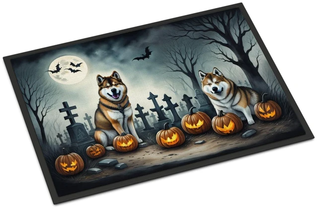 Main image of NEW Akita Spooky Halloween Doormat Front Door Mat Indoor Outdoor Rugs for Entryway, Non Slip Washable Low Pile, 18H X 27W