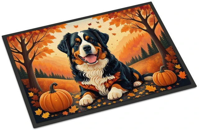 Main image of NEW Bernese Mountain Dog Fall Doormat Front Door Mat Indoor Outdoor Rugs for Entryway, Non Slip Washable Low Pile, 18H X 27W