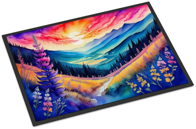 Main image of NEW Annual Larkspur in Color Doormat Front Door Mat Indoor Outdoor Rugs for Entryway, Non Slip Washable Low Pile, 18H X 27W