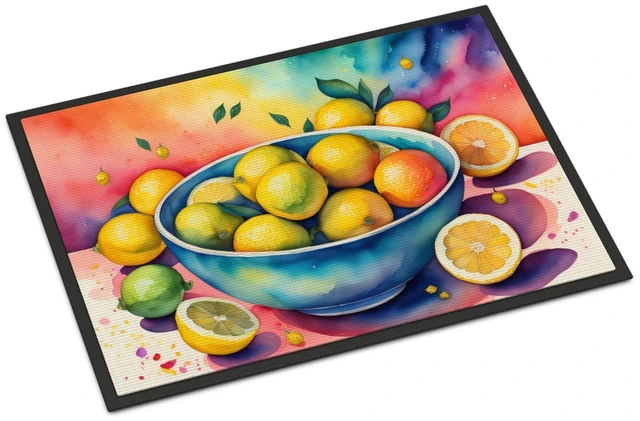 Main image of NEW Colorful Lemons Doormat Front Door Mat Indoor Outdoor Rugs for Entryway, Non Slip Washable Low Pile, 18H X 27W