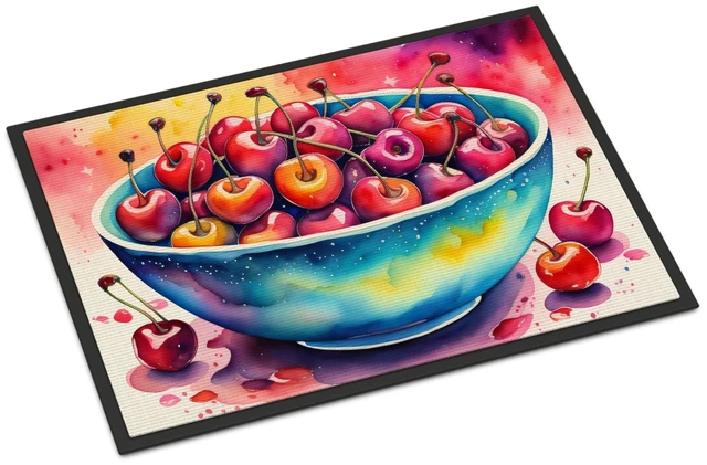 Main image of NEW Colorful Cherries Doormat Front Door Mat Indoor Outdoor Rugs for Entryway, Non Slip Washable Low Pile, 18H X 27W
