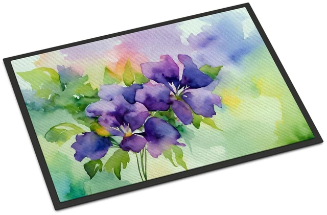 Main image of NEW New Jersey Violet in Watercolor Doormat Front Door Mat Indoor Outdoor Rugs for Entryway, Non Slip Washable Low Pile, 18H X 27W