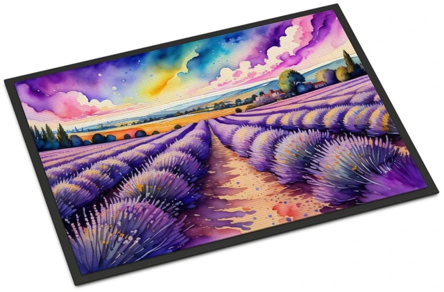 Main image of NEW English Lavender in Color Doormat Front Door Mat Indoor Outdoor Rugs for Entryway, Non Slip Washable Low Pile, 18H X 27W