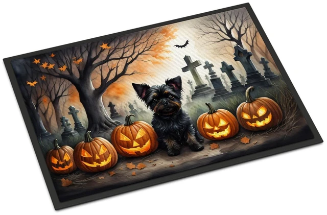 Main image of NEW Affenpinscher Spooky Halloween Doormat Front Door Mat Indoor Outdoor Rugs for Entryway, Non Slip Washable Low Pile, 18H X 27W