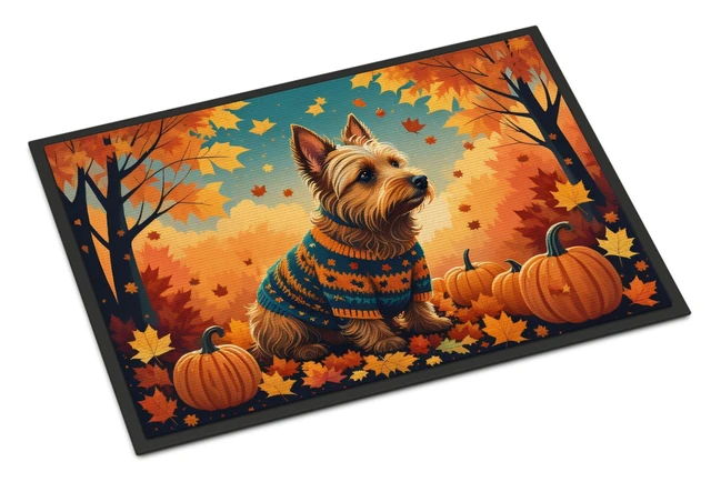 Main image of NEW Australian Terrier Terrier Fall Doormat Front Door Mat Indoor Outdoor Rugs for Entryway, Non Slip Washable Low Pile, 18H X 27W