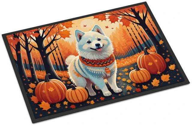 Main image of NEW American Eskimo Fall Doormat Front Door Mat Indoor Outdoor Rugs for Entryway, Non Slip Washable Low Pile, 18H X 27W