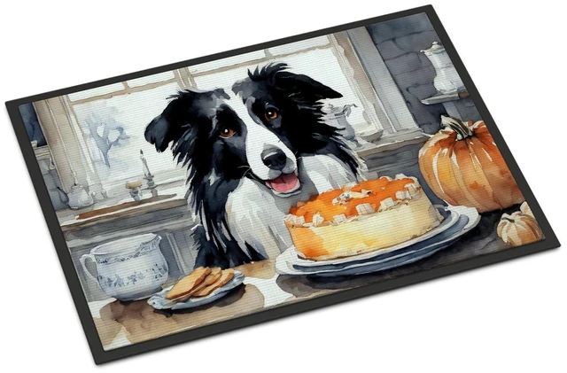 Main image of NEW Border Collie Fall Kitchen Pumpkins Doormat Front Door Mat Indoor Outdoor Rugs for Entryway, Non Slip Washable Low Pile, 18H X 27W