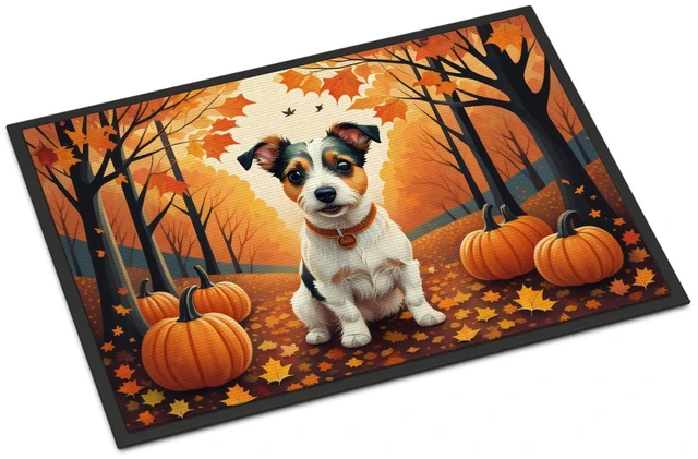 Main image of NEW Jack Russell Terrier Fall Doormat Front Door Mat Indoor Outdoor Rugs for Entryway, Non Slip Washable Low Pile, 18H X 27W