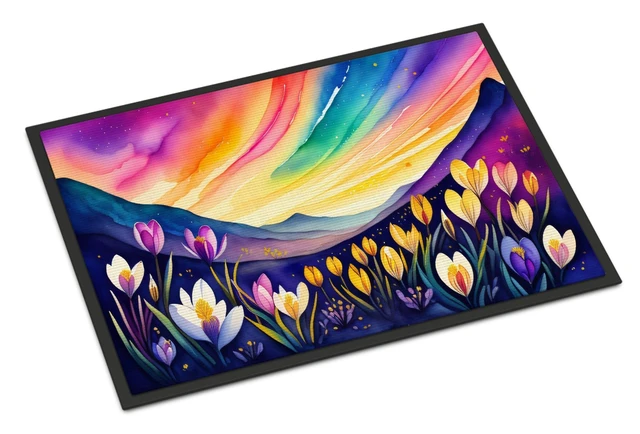 Main image of NEW Crocus in Color Doormat Front Door Mat Indoor Outdoor Rugs for Entryway, Non Slip Washable Low Pile, 18H X 27W