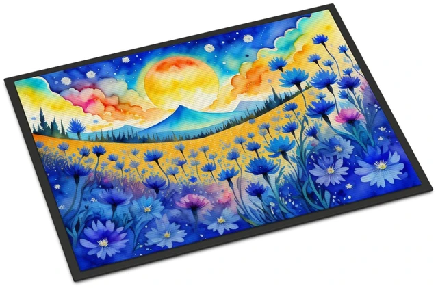 Main image of NEW Blue Cornflowers in Color Doormat Front Door Mat Indoor Outdoor Rugs for Entryway, Non Slip Washable Low Pile, 18H X 27W