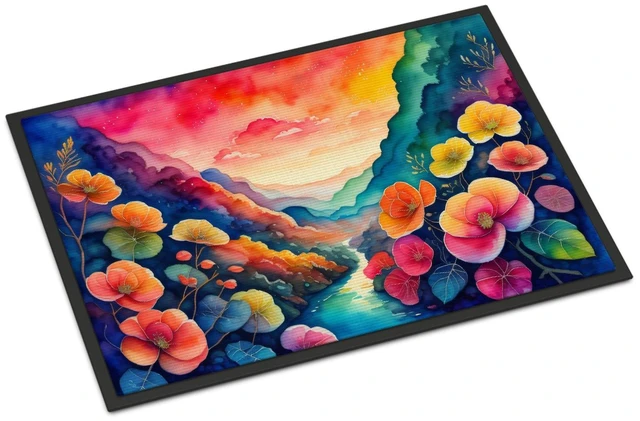 Main image of NEW Begonias in Color Doormat Front Door Mat Indoor Outdoor Rugs for Entryway, Non Slip Washable Low Pile, 18H X 27W