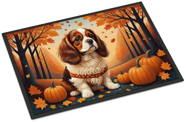 Main image of NEW Cavalier Spaniel Fall Doormat Front Door Mat Indoor Outdoor Rugs for Entryway, Non Slip Washable Low Pile, 18H X 27W