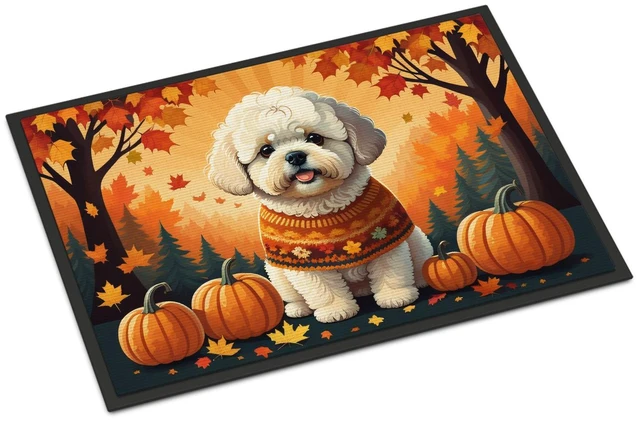 Main image of NEW Bichon Frise Fall Doormat Front Door Mat Indoor Outdoor Rugs for Entryway, Non Slip Washable Low Pile, 18H X 27W