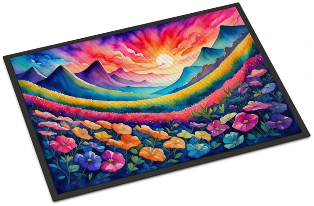 Main image of NEW Petunias in Color Doormat Front Door Mat Indoor Outdoor Rugs for Entryway, Non Slip Washable Low Pile, 18H X 27W