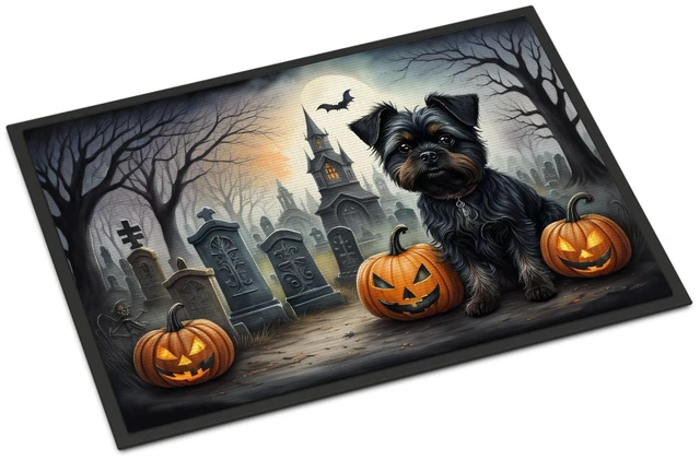 Main image of NEW Affenpinscher Spooky Halloween Doormat Front Door Mat Indoor Outdoor Rugs for Entryway, Non Slip Washable Low Pile, 18H X 27W