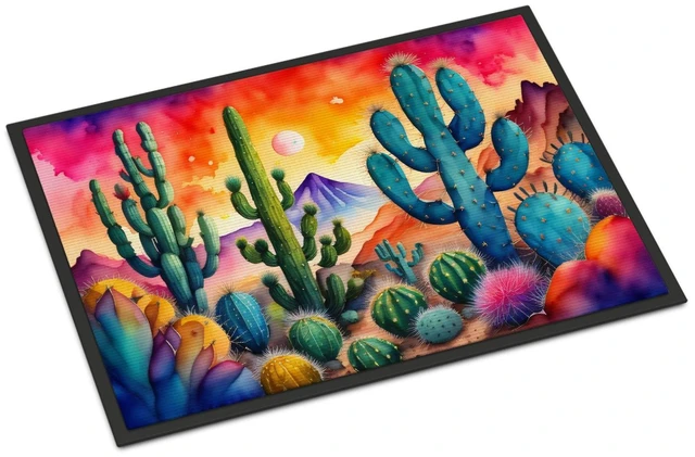 Main image of NEW Cactus in Color Doormat Front Door Mat Indoor Outdoor Rugs for Entryway, Non Slip Washable Low Pile, 18H X 27W