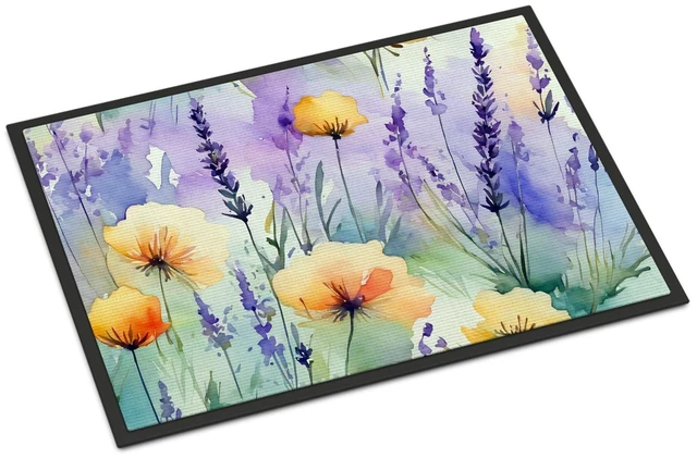 Main image of NEW Lavender in Watercolor Doormat Front Door Mat Indoor Outdoor Rugs for Entryway, Non Slip Washable Low Pile, 18H X 27W