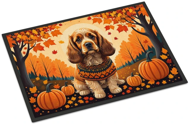 Main image of NEW Cocker Spaniel Fall Doormat Front Door Mat Indoor Outdoor Rugs for Entryway, Non Slip Washable Low Pile, 18H X 27W